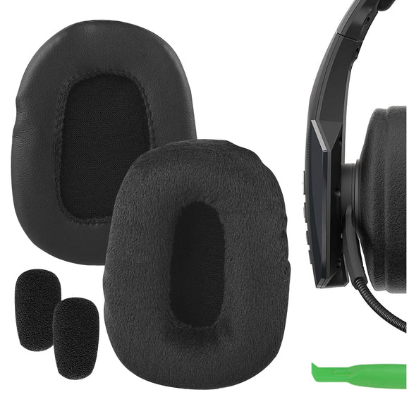 Geekria Comfort Velour Replacement Earpads + Mic Windscreen Foam Compatible with BlueParrott B450-XT, B450XT Headphones Mic Foam Cover + Ear Cushions / Cushion Pad Repair Parts (Black)