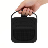 Geekria Silicone Speaker Case Cover Compatible with Bose SoundLink Micro II, Protective Soft Skin, Replacement Portable Speakers Travel Carrying Sleeve with Keychain Hook (Black)