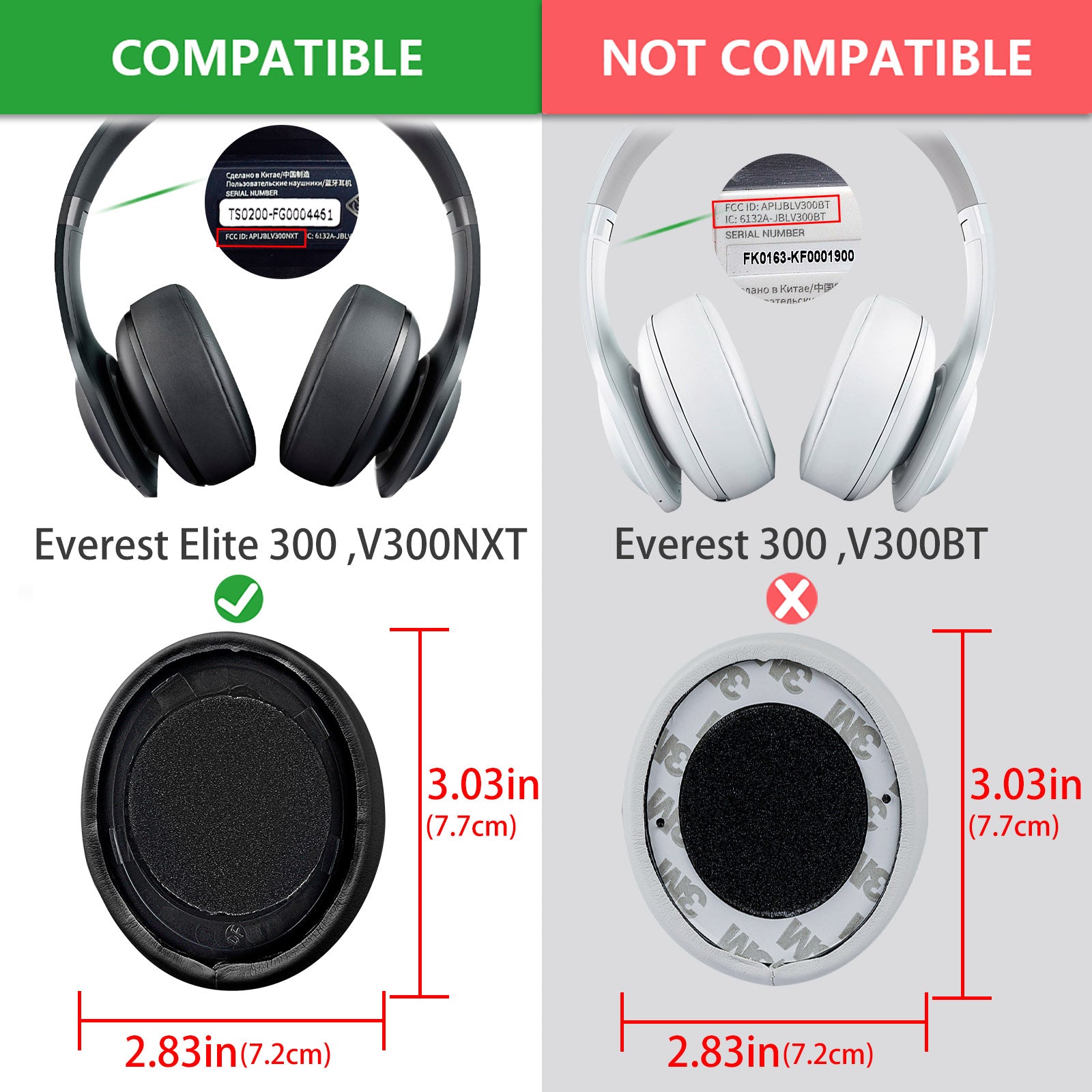 Geekria QuickFit Replacement Ear Pads for JBL Everest Elite 300, V300N