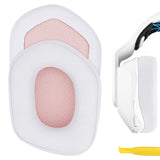Geekria QuickFit Replacement Ear Pads for Logitech G733, G535, G335 Headphones Ear Cushions, Repair Parts (Grey+Pink)