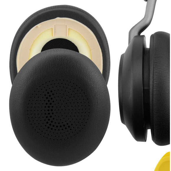 Geekria QuickFit Replacement Ear Pads for Jabra Evolve2 65 UC, Evolve2 65 MS, Evolve2 40 UC, Evolve2 40 MS, Elite 45h Headphones Ear Cushions, Headset Earpads, Ear Cups Cover Repair Parts (Black)