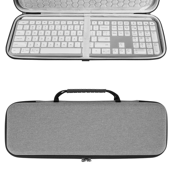 Geekria Keyboard Case Compatible with Logitech MX Keys S Wireless, MX Keys Advanced Wireless Illuminated Keyboard, Hard Shell Travel Carrying Bag for Pebble Wireless Mouse Combo Case (Light Gray)