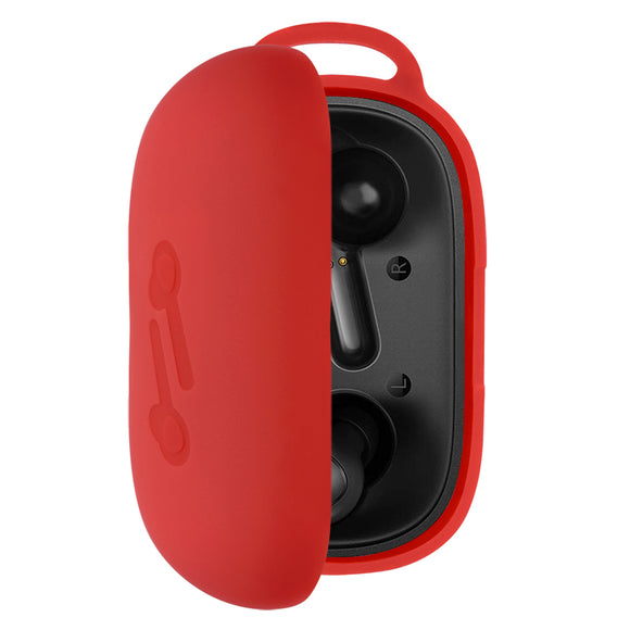 Geekria Silicone Case Cover Compatible with Anker Soundcore Life P2 True Wireless Earbuds, Earphones Skin Cover, Protective Carrying Case with Keychain Hook, Charging Port Accessible (Red)