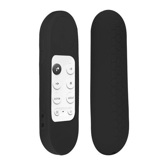 Geekria Chromecast Cover Compatible with Google TV HD 2022 Remote Control - Lightweight Non-Slip Shock Resistant Silicone Cover for Google TV 4K 2020 Remote Control with Lanyard (Black)