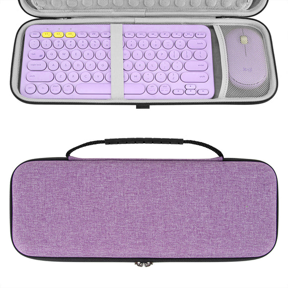Geekria K380 Keyboard + M350 Mouse Combo Carrying Case, Protective Travel Bag for Small Compact Keyboard, Compatible with Logitech Pebble 2 Combo, Logitech K380s + M350s (Lavender)