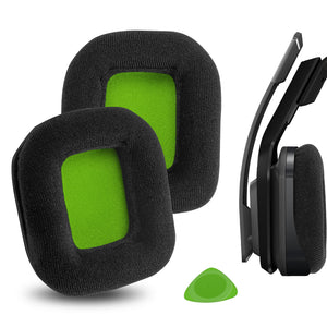 Geekria Comfort Velour Replacement Ear Pads for ASTRO Gaming A20 Headphones Ear Cushions, Headset Earpads, Ear Cups Cover Repair Parts (Black Green)