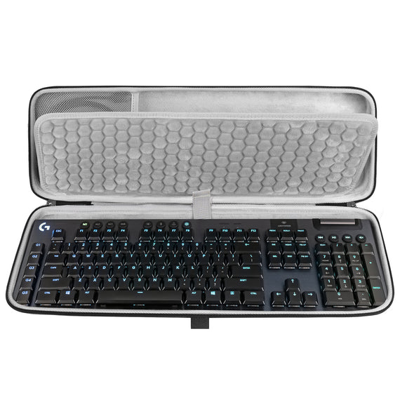 Geekria Full Size Keyboard Case, Hard Shell Travel Carrying Bag for 108 Keys Computer Mechanical Gaming Keyboard, Compatible with Logitech G915 Wireless Mechanical Gaming Keyboard (Grey)
