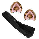 Geekria NOVA Knit Fabric Headband Cover + Cat Ears Attachment Compatible with Razer, SteelSeries, HyperX, Sennheiser, ASTRO, Sony, Logitech, ATH Headphones, Sweat Cover (Leopard Print Pink)