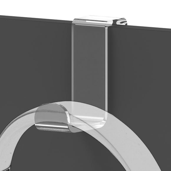 Geekria Acrylic Cubicle Wall Hooks for Headphones, Headphone Hook Holder, Headsets Hanger Compatible with Bose, SONY, Sennheiser, ATH, AKG, JBL, Beats (Clear)