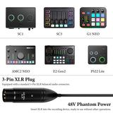 Geekria 48V XLR Lavalier Microphone, Omnidirectional Mic, HD Noise Reduction, Compatible with FIFINE SC3, MAONO G1 NEO Gaming Audio Mixer, Suitable for Camcorders, Recorder (Black / 9.8 FT)