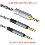 Geekria Apollo Silver-Plated Copper Upgrade Audio Cable Compatible with VZR Model One Audiophile Gaming Headset, 3.5mm (1/8'') to Dual 3.5mm Replacement Headphones Cord (4.9 ft / 1.5 m)