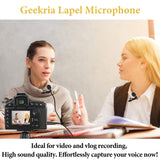 Geekria Lavalier Microphone for Voice Amplifier Portable, Action/SLR Cameras, Omnidirectional Condenser Mic with Clip, Lapel Mic Used for Meeting, Recording, Podcast, 3.5mm Plug (4FT/1.2m)