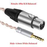 Geekria 4.4mm Balanced Male to 4-Pin XLR Balanced Female Headphones Audio Adapter Cable, OCC Copper Silver Plated Upgrade Cord, Compatible with Amplifiers, Microphones (20cm/8'')