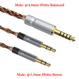 Geekria Apollo Single Crystal Copper Upgrade Audio Cable Compatible with Meze Audio 99 Classics Series, 109 PRO, LIRIC 2, LIRIC 4.4mm to Dual 3.5mm Replacement Headphones Cord (4.9ft / 1.5m)