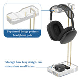 Geekria Clear Headphones Stand with Gold-Tone Hardware for Over-Ear, On-Ear Headphones, Gaming Headset Holder, Acrylic Transparent Headphone Desk Display Hanger (Gold)