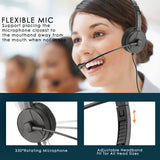Geekria 3.5mm AUX Wired Computer Headphones with Noise Canceling Microphone USB Headset for Cell Phone Computer Office Home Call Center PC Headset in-Line