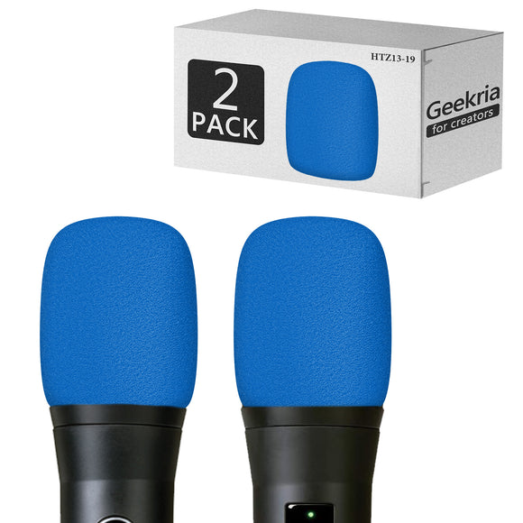Geekria for Creators Foam Windscreen Compatible with AKG P2, P3S, P5i, C5, D5, D7, DMS100, DMS300 Microphone Antipop Foam Cover, Mic Wind Cover, Sponge Foam Filter (Blue / 2 Pack)