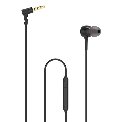 Geekria Wired Stereo to Mono In-Ear Single Earbud with Mic, One Ear Headphone with Microphone, 3.5mm Headphone Jack Compatible with Android Devices (Black)