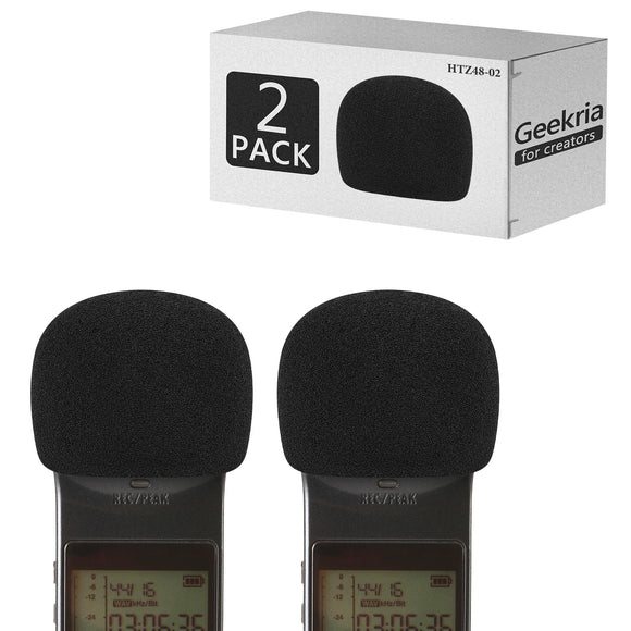 Geekria for Creators Foam Windscreen Compatible with ZOOM H1 Recorder, Mic Wind Cover, Sponge Filter, Portable Digital Recorder (Black / 2 Pack)
