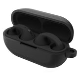 Geekria Silicone Case Cover Compatible with Sony Ambien AM-TW01 True Wireless Earbuds, Earphones Skin Cover, Protective Carrying Case with Keychain Hook, Charging Port Accessible (Black)